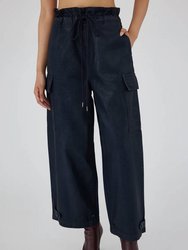 Adelaide Denim Cargo Pants In Dark Blue - Dark Blue