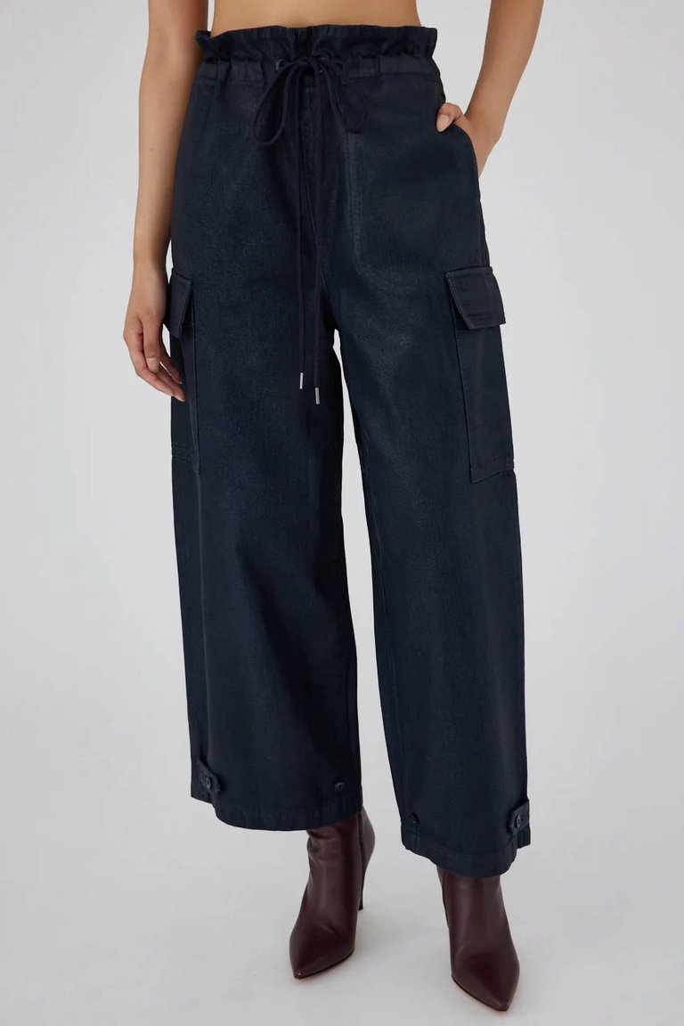 Adelaide Denim Cargo Pants In Dark Blue - Dark Blue