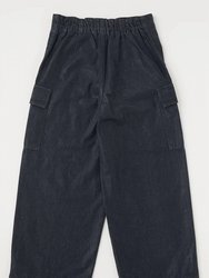 Adelaide Denim Cargo Pants In Dark Blue