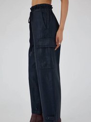 Adelaide Denim Cargo Pants In Dark Blue