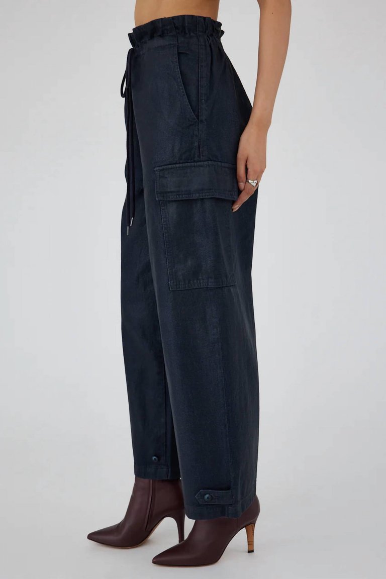 Adelaide Denim Cargo Pants In Dark Blue