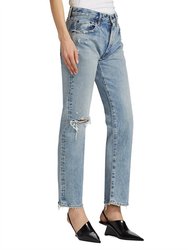 Hesperia Distressed Straight-Leg Jeans In Light Wash