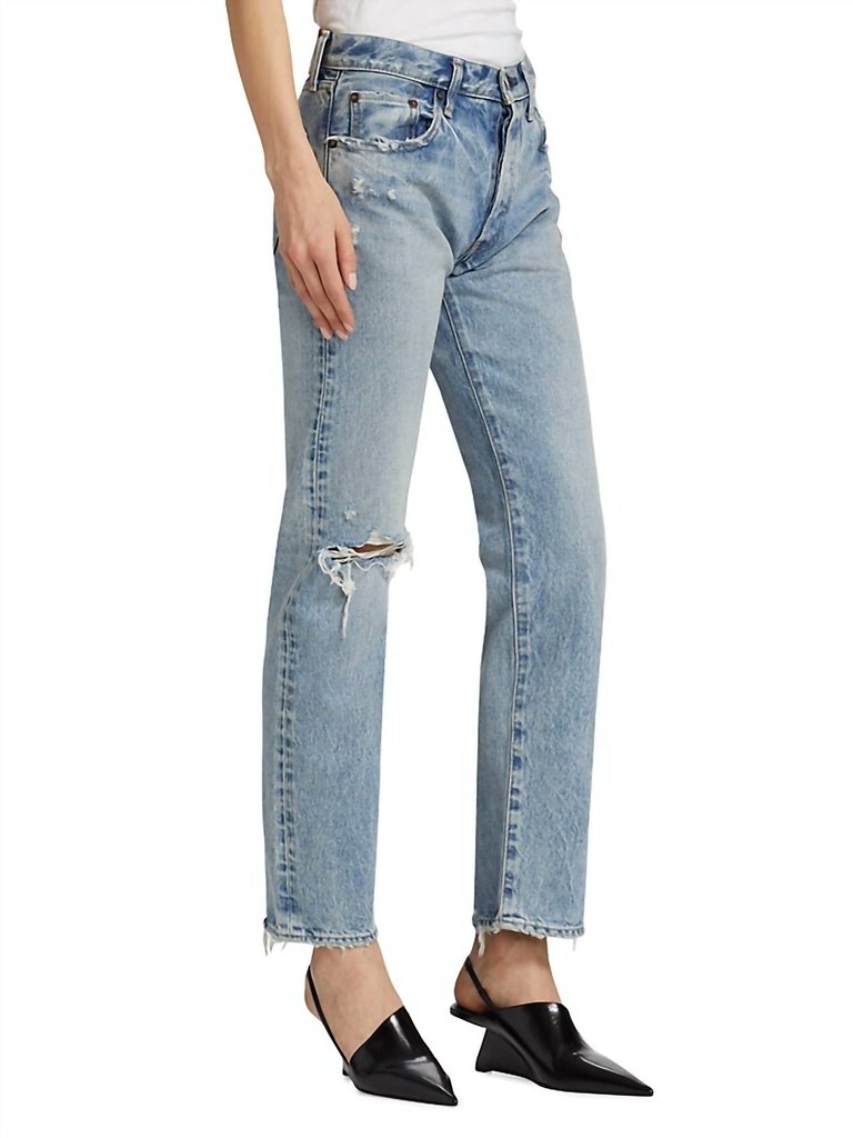 Hesperia Distressed Straight-Leg Jeans In Light Wash