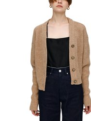 Persuasive V Neck Knit Cardigan - Beige - Beige