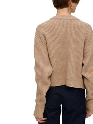 Persuasive V Neck Knit Cardigan - Beige