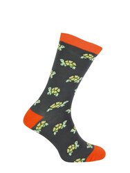 Mr Heron - Mens Animal Patterned Design Soft Bamboo Novelty Socks - Turtles - Grey
