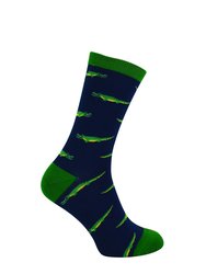 Mr Heron - Mens Animal Patterned Design Soft Bamboo Novelty Socks - Crocodile - Navy
