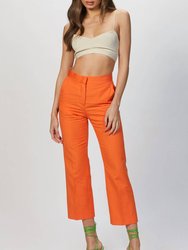 Linen Blend Trouser In Orange - Orange