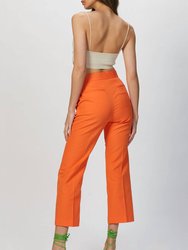 Linen Blend Trouser In Orange