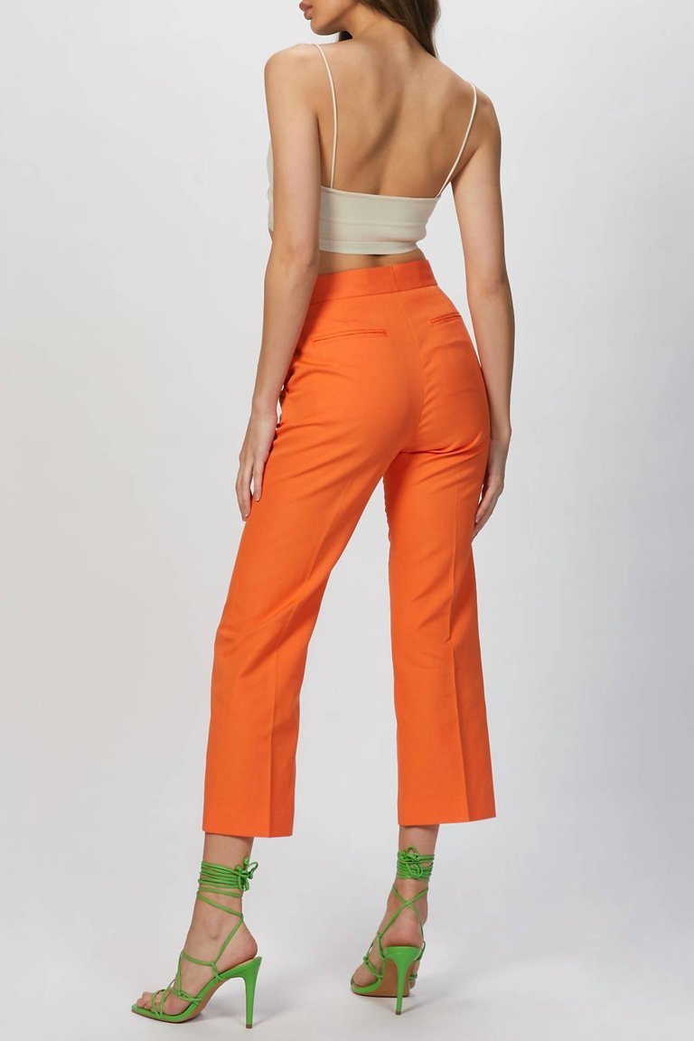 Linen Blend Trouser In Orange