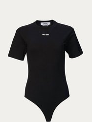 Logo-Print Short Sleeve Bodysuit - Black
