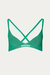 Ribbed Knit Logo-Hem Bra - Green