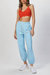 Slogan Print Track Pant - Light Blue