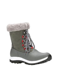 Womens/Ladies Apres Leather Lace Up Mid Boot - Gray/Red - Gray/Red