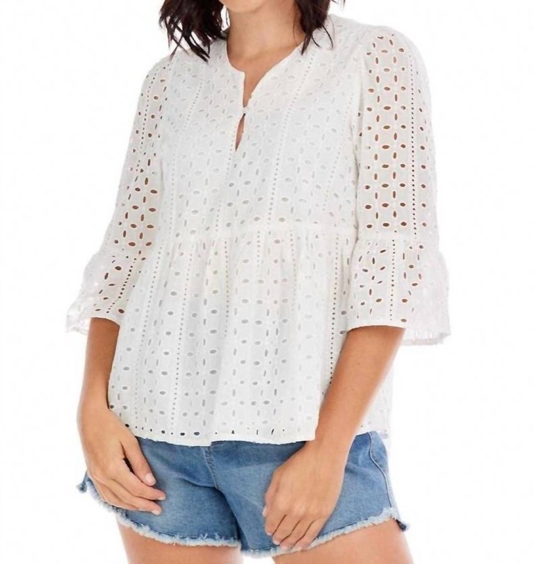 Ana Eyelet Top In White