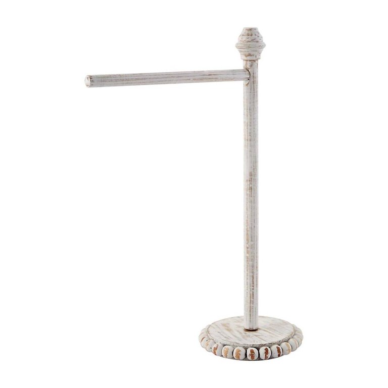 Beaded Towel Holder In White - White