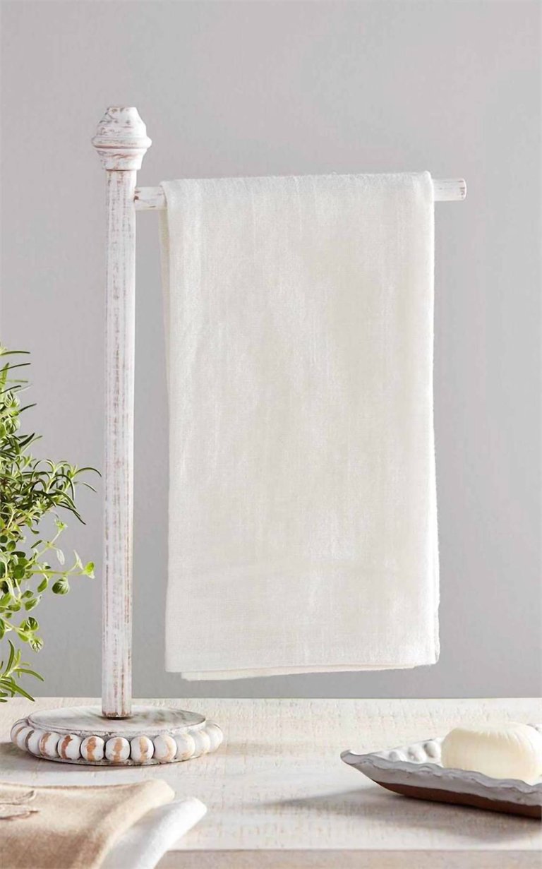 Beaded Towel Holder In White