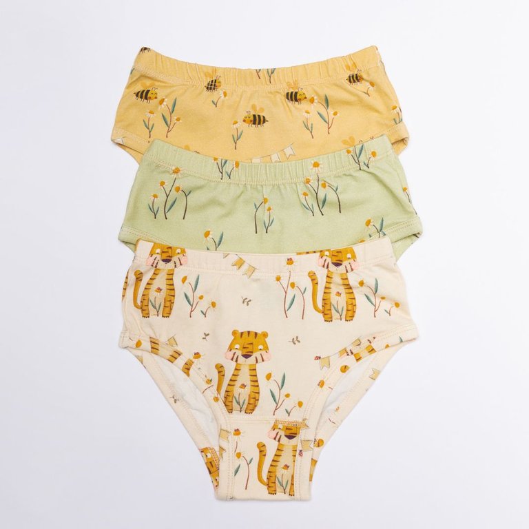 Three Organic Girls Undies - Multi