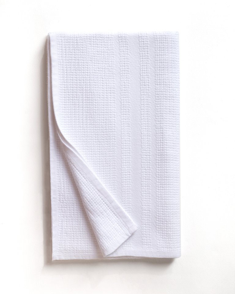 Organic Block Rib Bath Towel - White - White