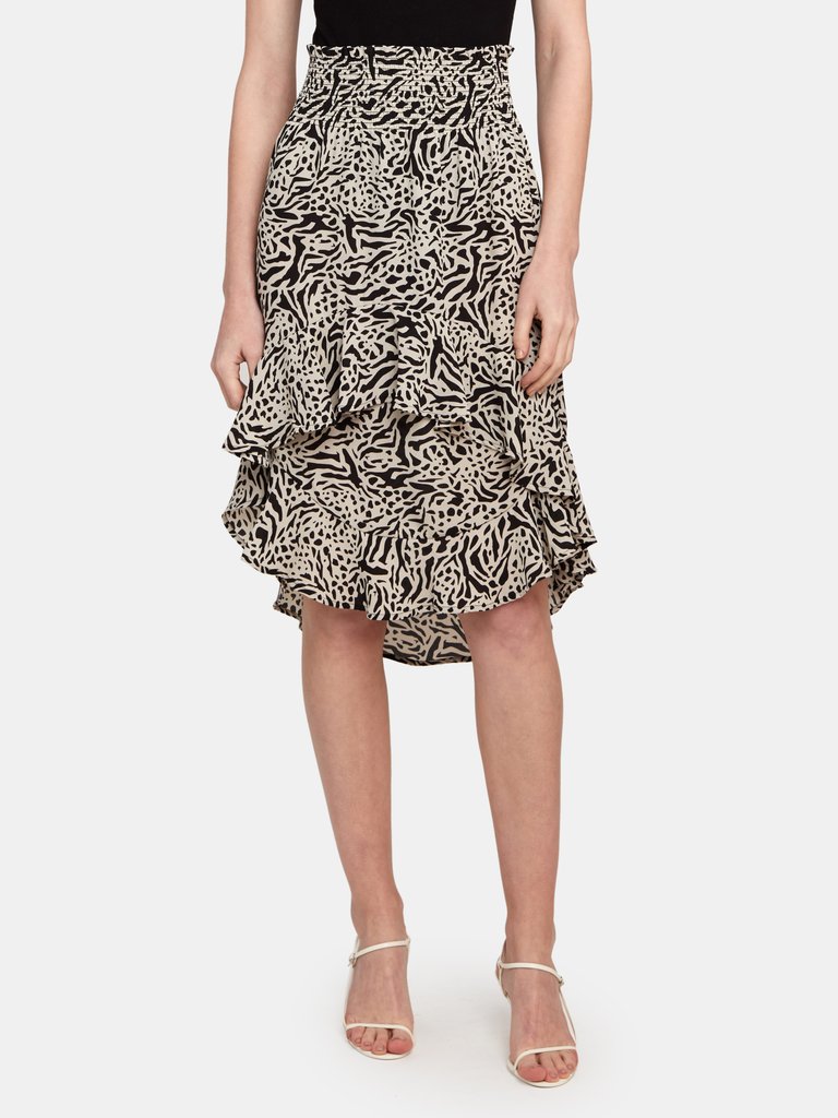 Espresso Ruffle Midi Skirt - Sand