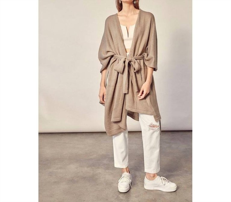 Belted Cardigan In Beige - Beige