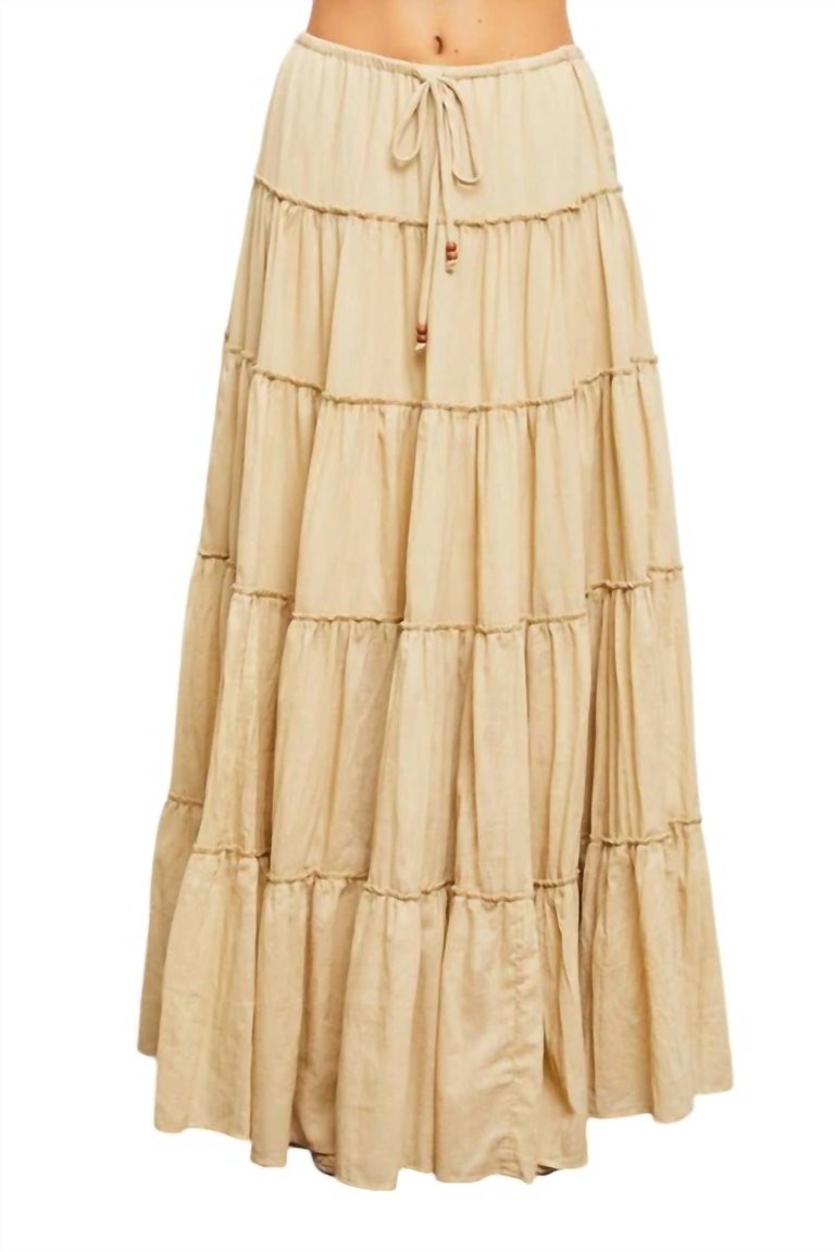 Devyn Tiered Maxi Skirt In Tan - Tan