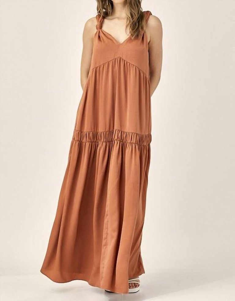 Knot Strap Dress In Cinnamon - Cinnamon