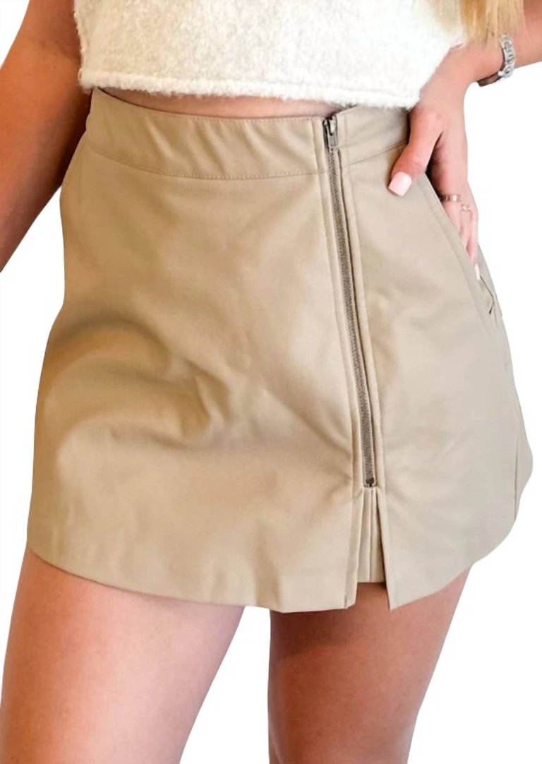 Leather Skort In Tan