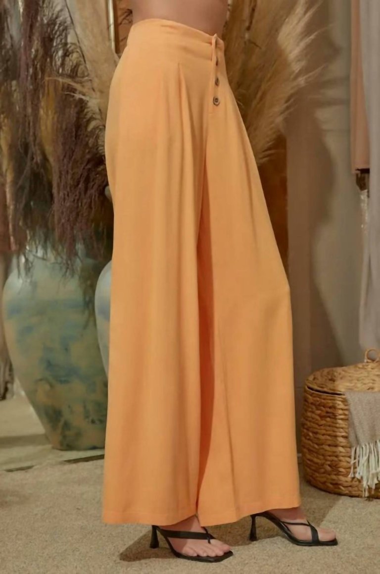 Linen Button Pants In Sunkissed Orange