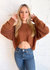 Teddy Bear Long Sleeve Knit Top In Brown