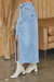 Women's Slit Denim Midi Skirt In Blue