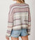 Arana Stripe Crop Spring Sweater In Lavender/Gray