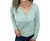 Harlee Ribbed Fitted Henley Top In Mint - Mint