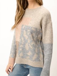 Leopard Patchwork Pullover Sweater