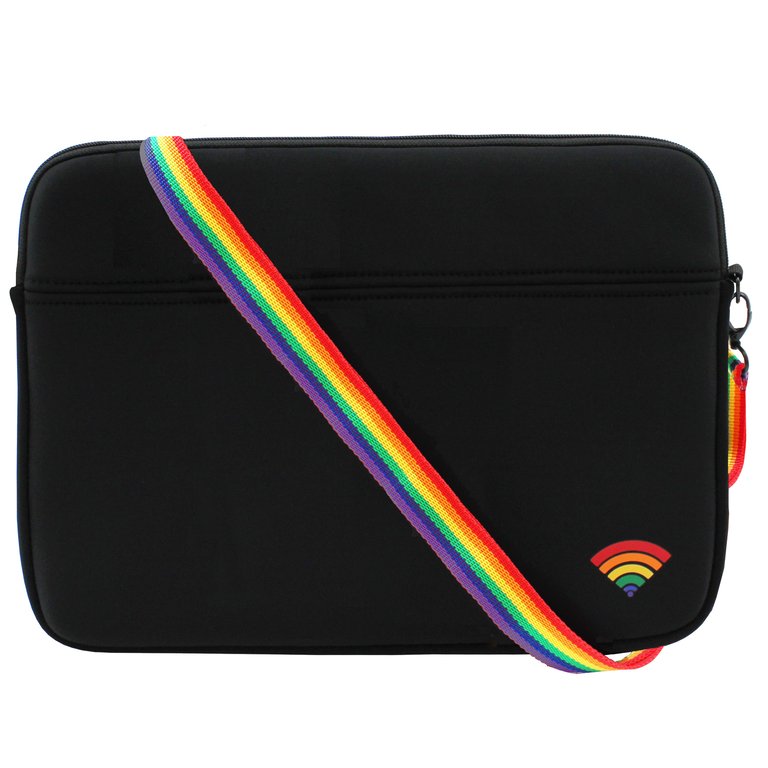Laptop Sleeve With Carrying Strap - Pride - Black