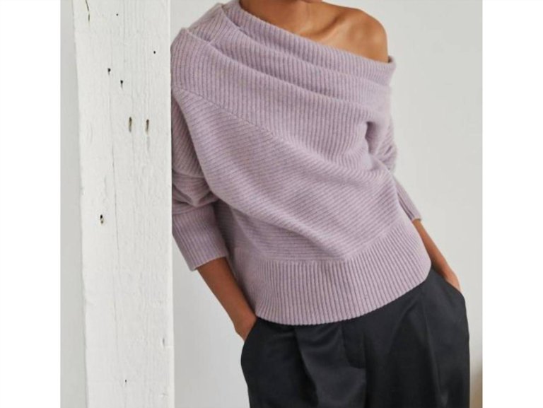 Asymmetrical Draped Sweater - Purple Heather