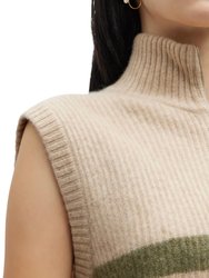 Cashmere Colorblocked Quarter Zip Sweater In Sand