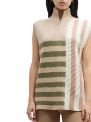 Cashmere Colorblocked Quarter Zip Sweater In Sand - Sand