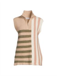 Cashmere Colorblocked Quarter Zip Sweater In Sand
