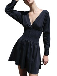 Cotton Cashmere Mixed Media Mini Dress In Slate Blue - Slate Blue