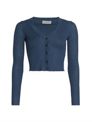 Cropped Rib-Knit Cardigan