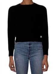 Long Sleeve Cropped Pullover - Black