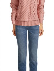Luxe Cable Turtleneck Sweater - Rose