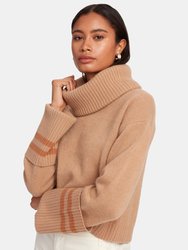 Oversized Turtleneck Striped Cropped Pullover