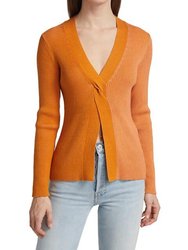 Ribbed Twist Front Top - Peach Combo