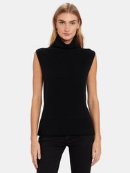 Sleeveless Cashmere Turtleneck Sweater - Black