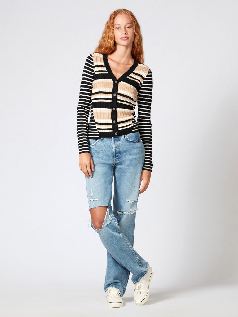 Striped Ribbed Cardigan