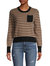 Two-Tone Cashmere Crewneck Sweater - Black Combo