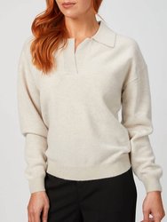 V Neck Polo Sweater - Linen