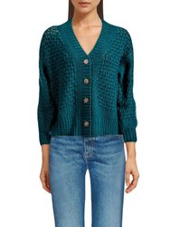 Wool Cashmere Open Stitch Cardigan - Forest Green